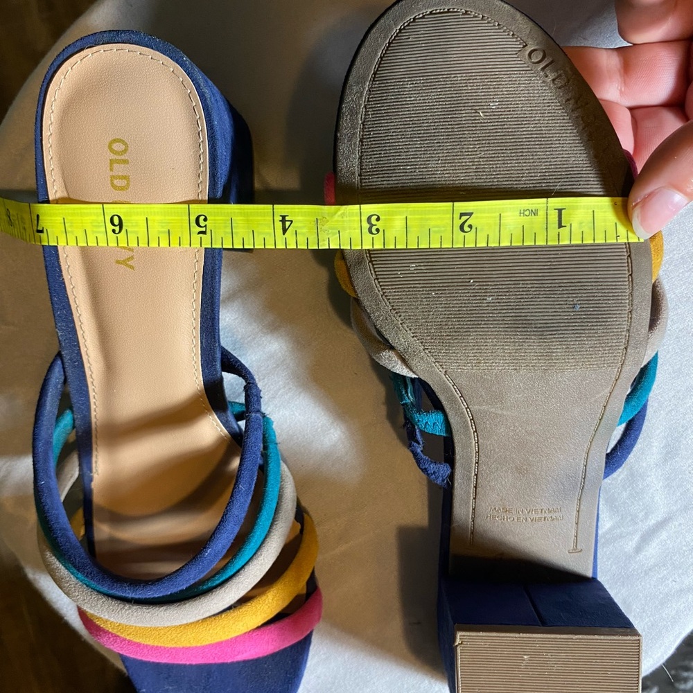Rainbow Summer low heel sandals open toe mule kitten heel chunky heel - Picture 5 of 6